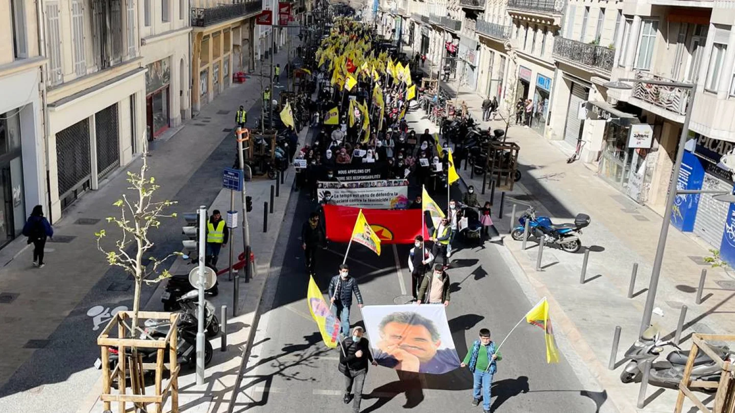 Marsilya'da Öcalan eylemi