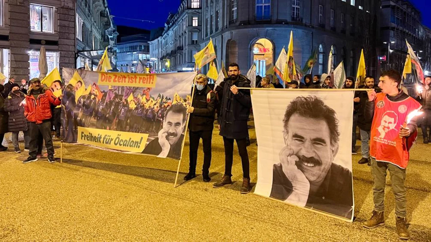 İsviçre’nin Bern kentindeki protesto'dan bir kare.