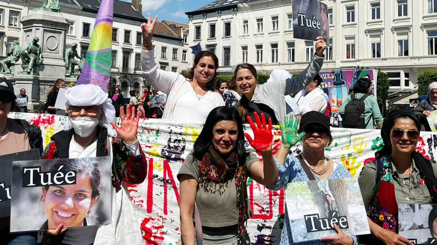 TJK-E Brüksel'de Başûrê Kurdistan'a yönelik işgali protesto etti.