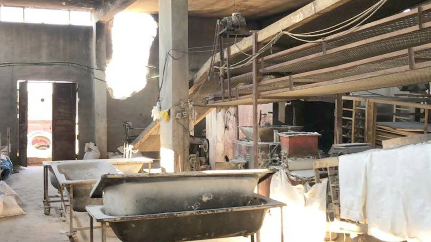 Hesekê'de bombalanan bir fırın