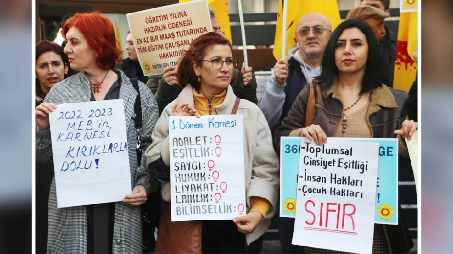 Eğitim ve Bilim Emekçileri Sendikası (Eğitim Sen) İzmir Şubeleri İl Milli Eğitim Müdürlüğü önünde açıklama