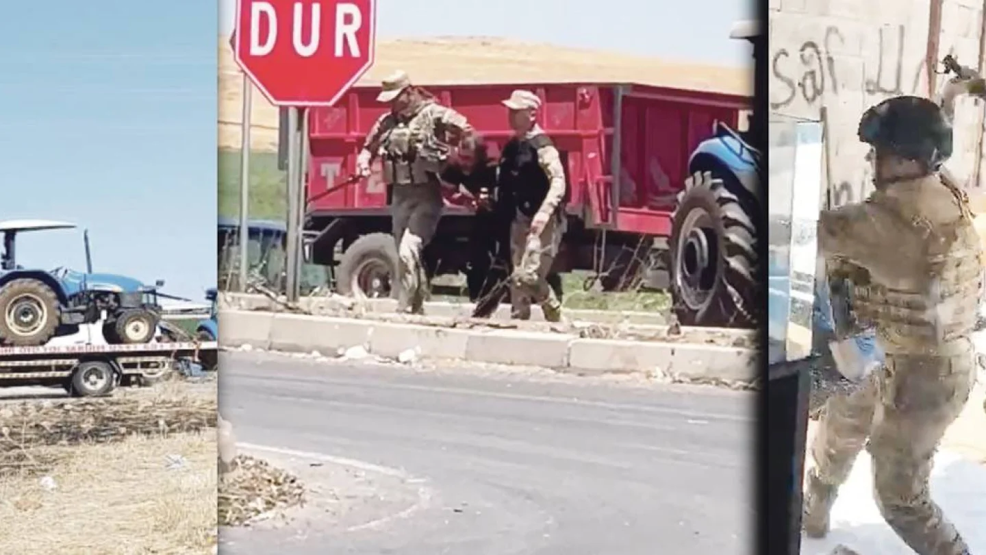Urfa'da gözaltına alınan çiftçiler ve traktörleri