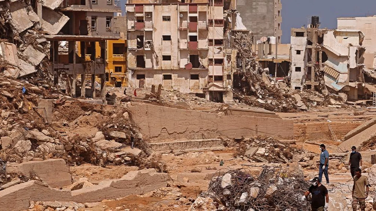 Derne kentinde sel felaketi sonrası - Foto: AFP