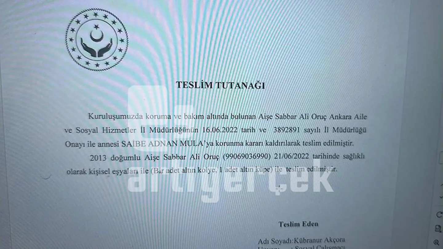 Aile ve Sosyal Politikalar Bakanlığı’nın Êzîdî kız çocuğunu teslim ettiğine dair tutanak