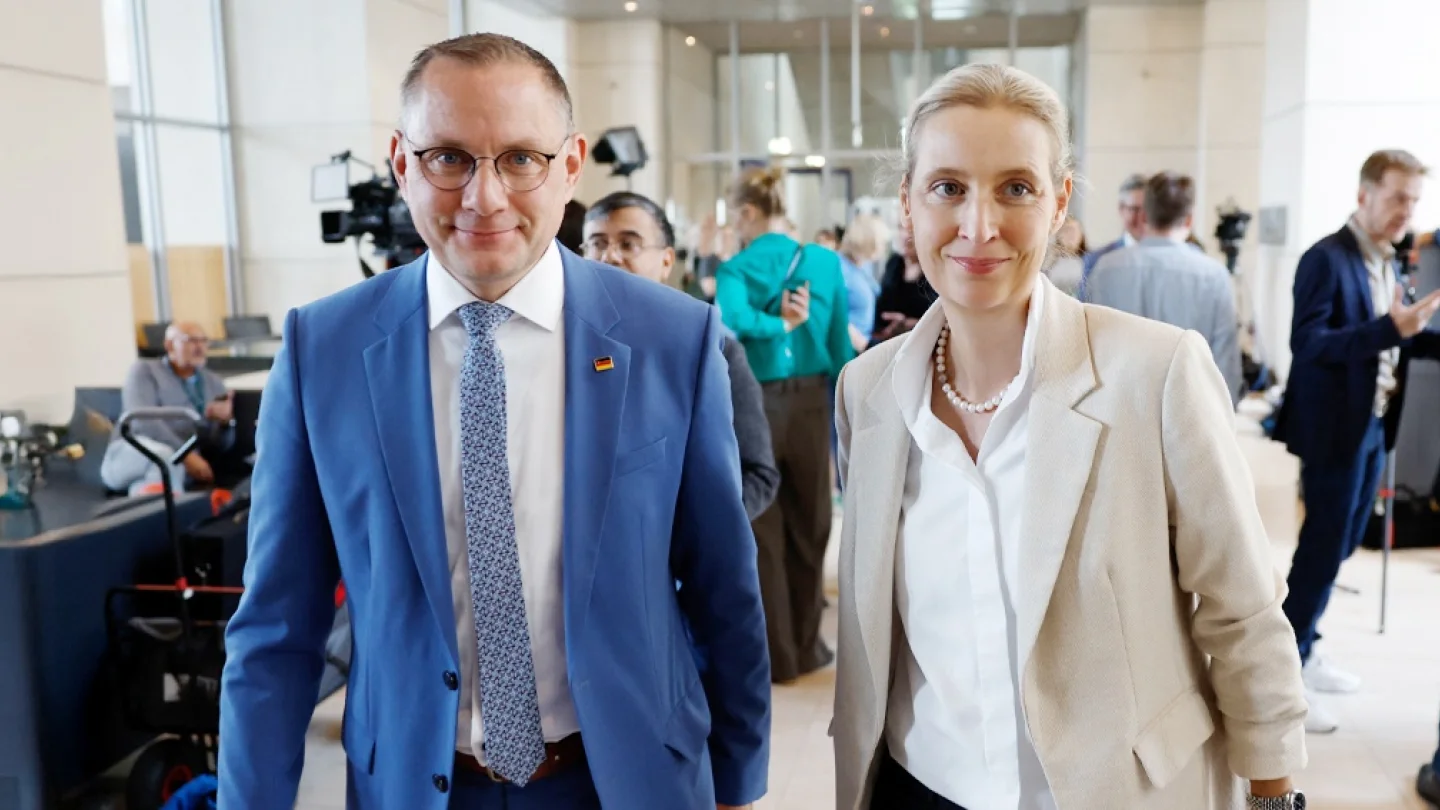 Tino Chrupalla ve Alice Weidel / foto:AFP