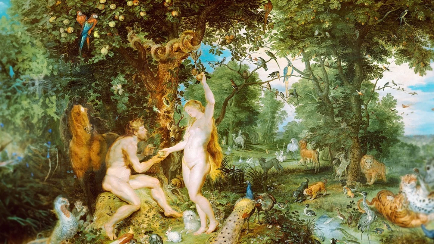 Jan Brueghel the Elder ile Peter Paul Rubens'in yaklaşık 1615 tarihli “İnsanın Düşüşü ve Cennet Bahçesi” adlı tablosu, kaplanlardan papağanlara, devekuşlarından evcil hayvanlara kadar pek çok canlının cennette bir arada yaşadığı bir dünyayı resmediyor. 