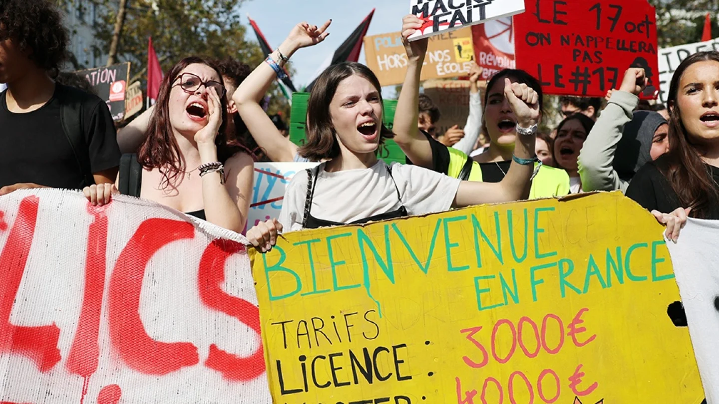 Öğrenciler eylem/Paris/foto:AFP