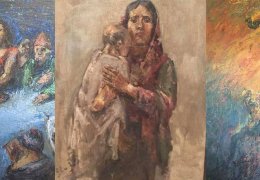 Savaşı ve göçü resmediyor