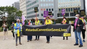İstanbul Sözleşmesi için Brüksel’de eylem