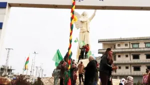 Kobanêli kadınlardan eylem