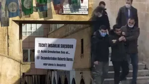 Açlık grevi pankartına gözaltı