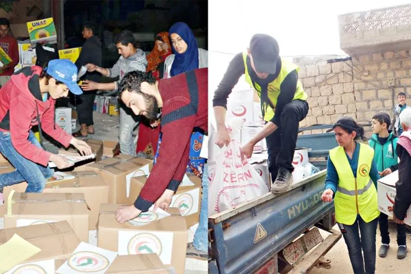 Heyva Sor yardım kolileri hazırlıyor