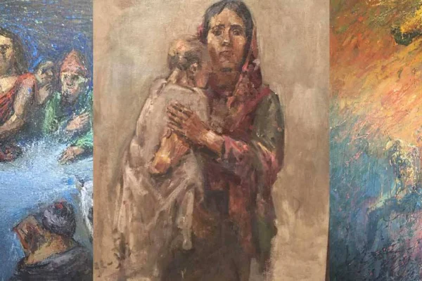 Savaşı ve göçü resmediyor