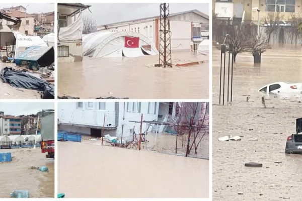 Deprem bölgesini sel vurdu