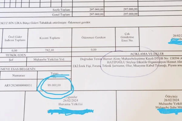Kayyum'dan Hatipoğlu'na 99 bin