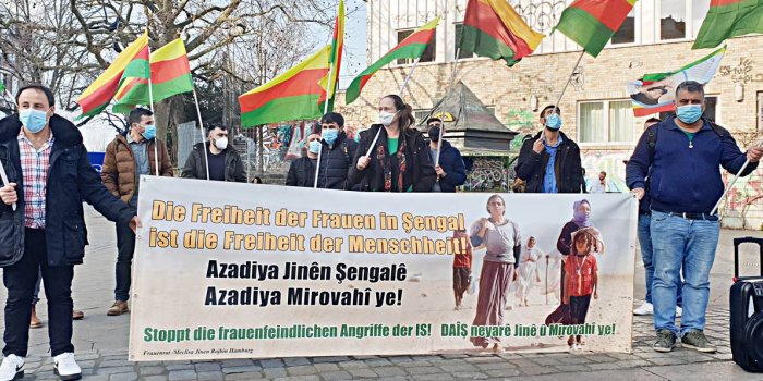 Hambur'da Şengal protestosu