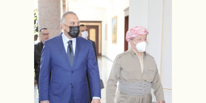 Irak Başbakanı Mustafa Kazımi Hewlêr ziyaretinde KDP Genel Başkanı Mesut Barzani’yle de görüştü.