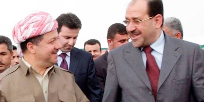 Fotoğraf, Nuri el-Maliki henüz başbakanken KDP Genel Başkanı Mesud Barzani ile 2013 tarihli görüşmesine ait.