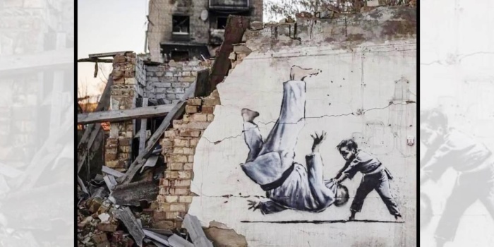 Sokak sanatçısı Banksy'nin Ukrayna'daki eseri
