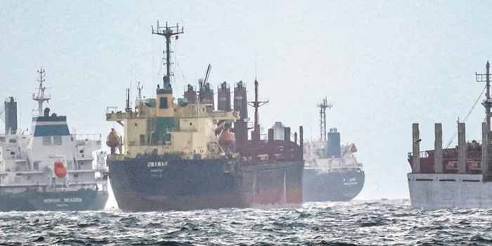 Karadeniz'de tahıl yüklenmesi için bekleyen gemiler. Foto: AFP