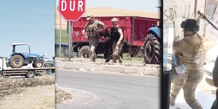 Urfa'da gözaltına alınan çiftçiler ve traktörleri
