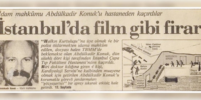 Abdülkadir Konuk'un cezaevinden firarına ilişkin gazete küpürü