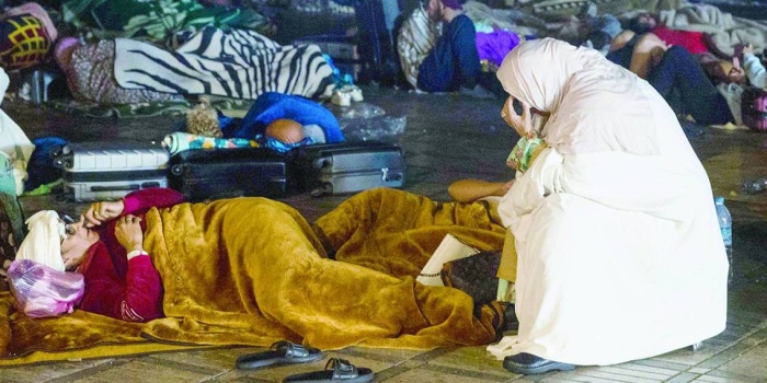 El-Huz depremi sonrası mağdurlar. Foto: FADEL SENNA - AFP