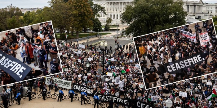 Jewish Voice for Peace girişimi ABD Kongresi'nde eylemde Foto: AFP