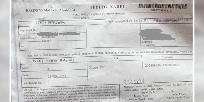 Dilber Tanrıkulu’nun ailesine gönderilen tebligat