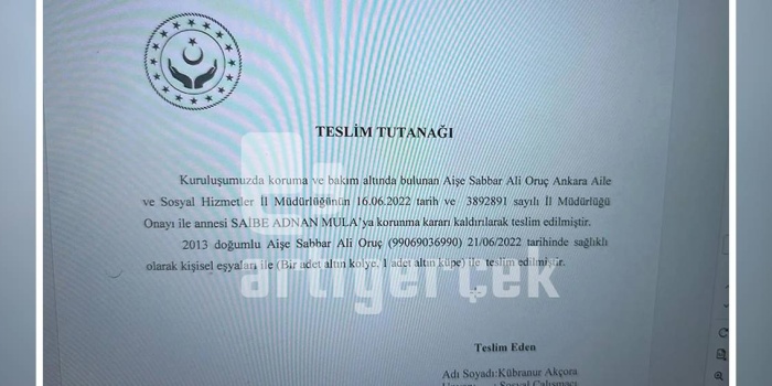 Aile ve Sosyal Politikalar Bakanlığı’nın Êzîdî kız çocuğunu teslim ettiğine dair tutanak