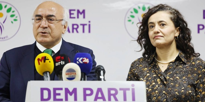 DEM Parti Hukuk ve İnsan Hakları Komisyonu Eşsözcüleri Nuray Özdoğan ve Öztürk Türkdoğan