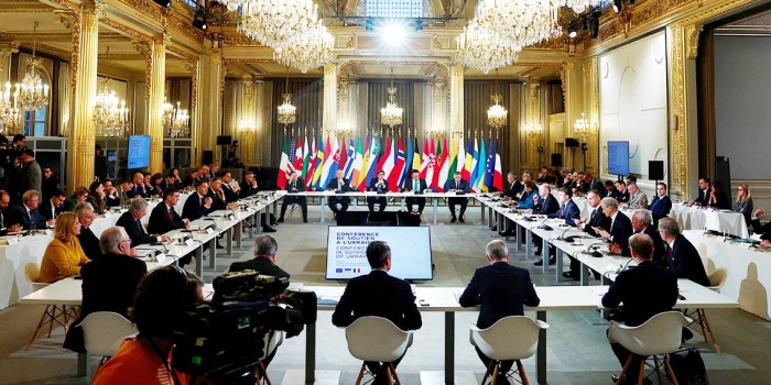 Elize Sarayı'nda düzenlenen Ukrayna toplantısı/Foto:AFP