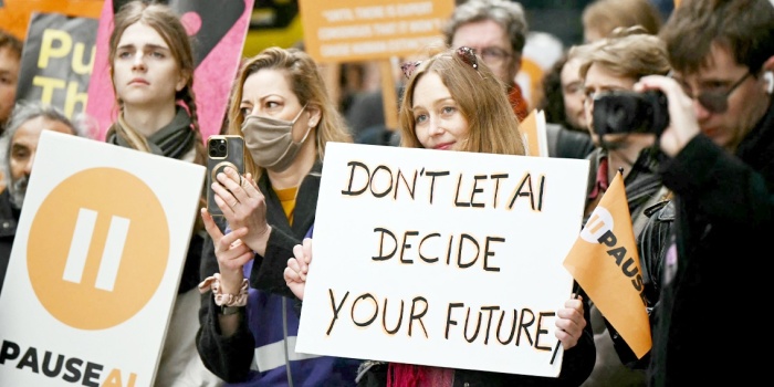 Yapay zeka karşıt eylem/ foto:AFP